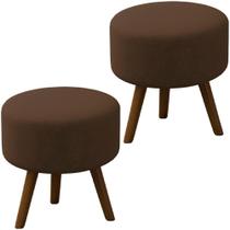 Kit 2 Puff Puf Para Sala Pes Palito Small Veludo Sl 942 Peer Sl 942