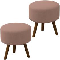 Kit 2 Puff Puf Para Sala Pes Palito Small Veludo Sl 949 Peer Sl 949