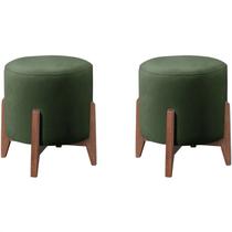 Kit 2 Puff Puf Sala Lhor Veludo Verde RM Kit 2 Puff Puf Sala Lhor Veludo Verde RM