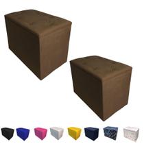 Kit 2 Puff Pufe Bau Decorativo Suede Organizador