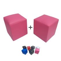 Kit 2 Puff Quadrado rosa