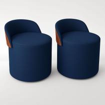 Kit 2 Puff Redondo Curvo Orgânico Com Encosto Confortável Resistente Composé Suede material sintético Suede Azul Kit 2 Puff Redondo Curvo Orgânico Com Encosto Confortável Resistente Composé Suede material sintético Suede Azul