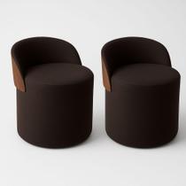 Kit 2 Puff Redondo Curvo Orgânico Com Encosto Confortável Resistente Composé Suede material sintético Suede Marrom Kit 2 Puff Redondo Curvo Orgânico Com Encosto Confortável Resistente Composé Suede material sintético Suede Marrom