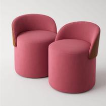 Kit 2 Puff Redondo Curvo Orgânico Com Encosto Confortável Resistente Composé Suede material sintético Suede Rose Kit 2 Puff Redondo Curvo Orgânico Com Encosto Confortável Resistente Composé Suede material sintético Suede Rose