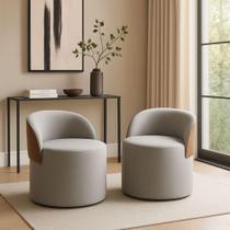 Kit 2 Puff Redondo Orgânico Com Encosto Curvo Confortável Resistente Composé Linho material sintético Linho Cinza Kit 2 Puff Redondo Orgânico Com Encosto Curvo Confortável Resistente Composé Linho material sintético Linho Cinza