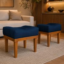 Kit 2 Puff Requinte Retangular Luxo Decoração Suede Sala Quarto