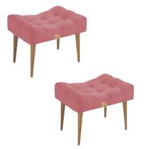 Kit 2 Puff Requinte Retangular Pés Palito Pufe Puf