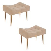 Kit 2 Puff Requinte Retangular Pés Palito Pufe Puf