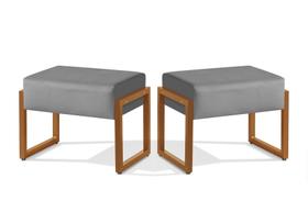 Kit 2 Puff Retangular Estrutura Ferro Super Lançamento 2024 Cinza/Cobre