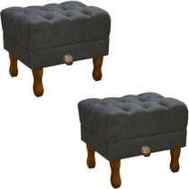 Kit 2 Puff Retrô Louis XV Banqueta Decorativa Sala Quarto Penteadeira Camarim Luxo