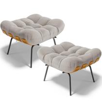 Kit 2 Puff's Decorativos Costela L02 Bouclê Creme - Lyam Decor Kit 2 Puff's Decorativos Costela L02 Bouclê Creme - Lyam Decor