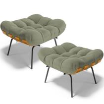 Kit 2 Puff's Decorativos Costela L02 Bouclê Oliva - Lyam Decor Kit 2 Puff's Decorativos Costela L02 Bouclê Oliva - Lyam Decor