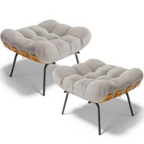 Kit 2 Puff's Decorativos Sala de Estar Costela L02 Bouclê Creme - Lyam Decor Kit 2 Puff's Decorativos Sala de Estar Costela L02 Bouclê Creme - Lyam Decor