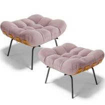 Kit 2 Puff's Decorativos Sala de Estar Costela L02 Bouclê Rosê - Lyam Decor