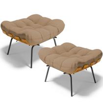 Kit 2 Puff's Decorativos Sala de Estar Costela L02 Linho Bege Escuro - Lyam Decor Kit 2 Puff's Decorativos Sala de Estar Costela L02 Linho Bege Escuro - Lyam Decor