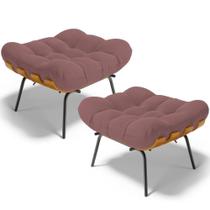 Kit 2 Puff's Decorativos Sala De Estar Costela L02 Suede Rosê