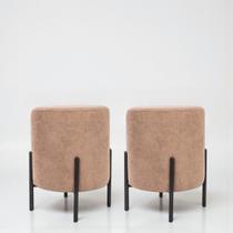 Kit 2 Puff Siena Redondo Organico Tecido boucle Puf decorativo Pés de Metal Reforçado