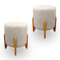 Kit 2 Puff Thor Luxo para Sala e Quarto Suede Bege - LH Decor