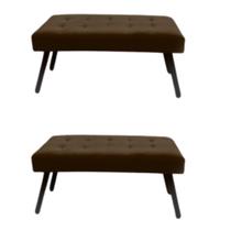 Kit 2 Puffe Decorativo Retangular Londres, Quarto, Sala, Closet entre outros Suede Marron Kit 2 Puffe Decorativo Retangular Londres, Quarto, Sala, Closet entre outros Suede Marron