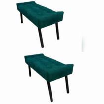 KIT 2 Puffe Recamiê Decorativo Sofia, Quartos, Salas, Closet entre outros...Suede Verde Escuro