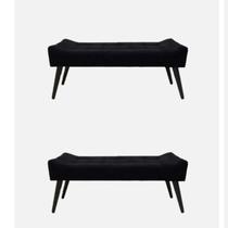 KIT 2 Puffes Recamiê Decorativo Sofia, Quartos, Salas, closet, entre outros..Suede Preto