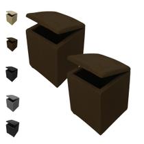 Kit 2 Puffs Baú Guarda Volumes Brinquedos Assento Decoração