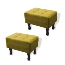 Kit 2 Puffs Bella Retangular Decorativo Suede Amarelo Kit 2 Puffs Bella Retangular Decorativo Suede Amarelo