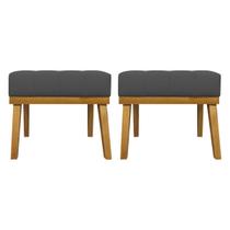 Kit 2 Puffs de Sala Para Quarto Penteadeira Firenze Tecido Sintético