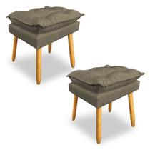 Kit 2 Puffs Decorativo Opala Suede Cappuccino Pés Palito SKY MOBILE