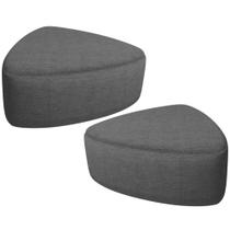 Kit 2 Puffs Decorativo Orgânico Para Sala de Estar Living Trizza W01 Linho Cinza Escuro - Lyam Decor Kit 2 Puffs Decorativo Orgânico Para Sala de Estar Living Trizza W01 Linho Cinza Escuro - Lyam Decor