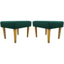 Kit 2 Puffs Decorativo Retangular Para Sala Recepção Charme Pé Trapézio Suede Cores