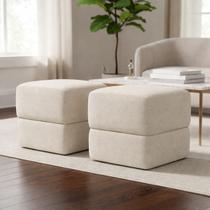 Kit 2 Puffs Decorativos Aloy Bouclé Bege Premium Assento Extra Para Sala Quarto Design Moderno Kit 2 Puffs Decorativos Aloy Bouclé Bege Premium Assento Extra Para Sala Quarto Design Moderno