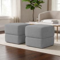 Kit 2 Puffs Decorativos Aloy Bouclé Premium Assento Extra Para Sala Quarto Design Moderno Kit 2 Puffs Decorativos Aloy Bouclé Premium Assento Extra Para Sala Quarto Design Moderno