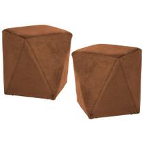 Kit 2 Puffs Decorativos Ametista B-262 Veludo Telha - Domi Kit 2 Puffs Decorativos Ametista B-262 Veludo Telha - Domi