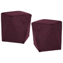 Kit 2 Puffs Decorativos Ametista B-278 Veludo Marsala - Domi