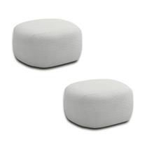 Kit 2 Puffs Decorativos Charlote Sala de Estar Pés em Madeira Bouclê Cinza G88 - Gran Belo