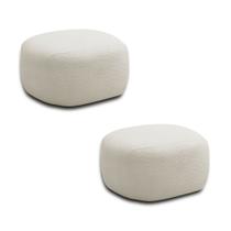 Kit 2 Puffs Decorativos Charlote Sala de Estar Pés em Madeira Bouclê Off White G88 - Gran Belo Kit 2 Puffs Decorativos Charlote Sala de Estar Pés em Madeira Bouclê Off White G88 - Gran Belo