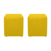 Kit 2 Puffs Decorativos Dado material sintético Amarelo - DAMAFFÊ MÓVEIS