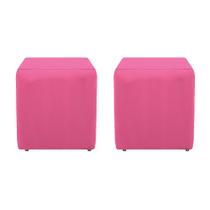 Kit 2 Puffs Decorativos Dado Sala de Estar Recepção material sintético Pink - KDAcanto Móveis