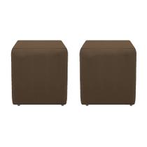 Kit 2 Puffs Decorativos Dado Sala de Estar Recepção Suede Marrom - DAMAFFÊ MÓVEIS