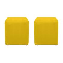 Kit 2 Puffs Decorativos Dado Suede Amarelo - KDAcanto Móveis
