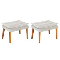 Kit 2 Puffs Decorativos Fenzzi Pés Palito Mel Sala de Espera Recepção Quarto Suede Bege - DAMAFFÊ MÓVEIS