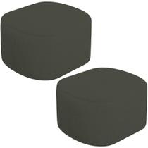 Kit 2 Puffs Decorativos Orgânico Para Living Quarto 70cm Doha W01 Linho Verde Musgo - Lyam Decor Kit 2 Puffs Decorativos Orgânico Para Living Quarto 70cm Doha W01 Linho Verde Musgo - Lyam Decor