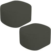 Kit 2 Puffs Decorativos Orgânico para Living Quarto 70cm Doha W01 Linho Verde Musgo - Lyam Decor