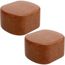 Kit 2 Puffs Decorativos Orgânico Para Living Quarto 70cm Doha W01 material sintético Camel - Lyam Decor