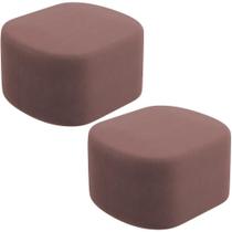 Kit 2 Puffs Decorativos Orgânico Para Living Quarto 70cm Doha W01 Suede Rosê - Lyam Decor