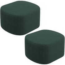 Kit 2 Puffs Decorativos Orgânico Para Living Quarto 70cm Doha W01 Suede Verde Musgo - Lyam Decor