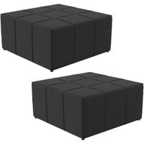 Kit 2 Puffs Decorativos Para Sala de Estar Quadrado Milano 90x90cm W01 Bouclê Preto - Lyam Decor Kit 2 Puffs Decorativos Para Sala de Estar Quadrado Milano 90x90cm W01 Bouclê Preto - Lyam Decor