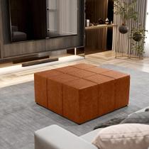 Kit 2 Puffs Decorativos Para Sala de Estar Quadrado Milano 90x90cm W01 Material Sintético Camel - Lyam Decor