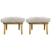 Kit 2 Puffs Decorativos Para Sala Marty Retangular Linho Cores